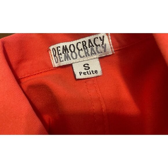 Women's Democracy Vest Orange Small PETITE Button Front Pockets Cotton NWOT USA - Picture 7 of 9